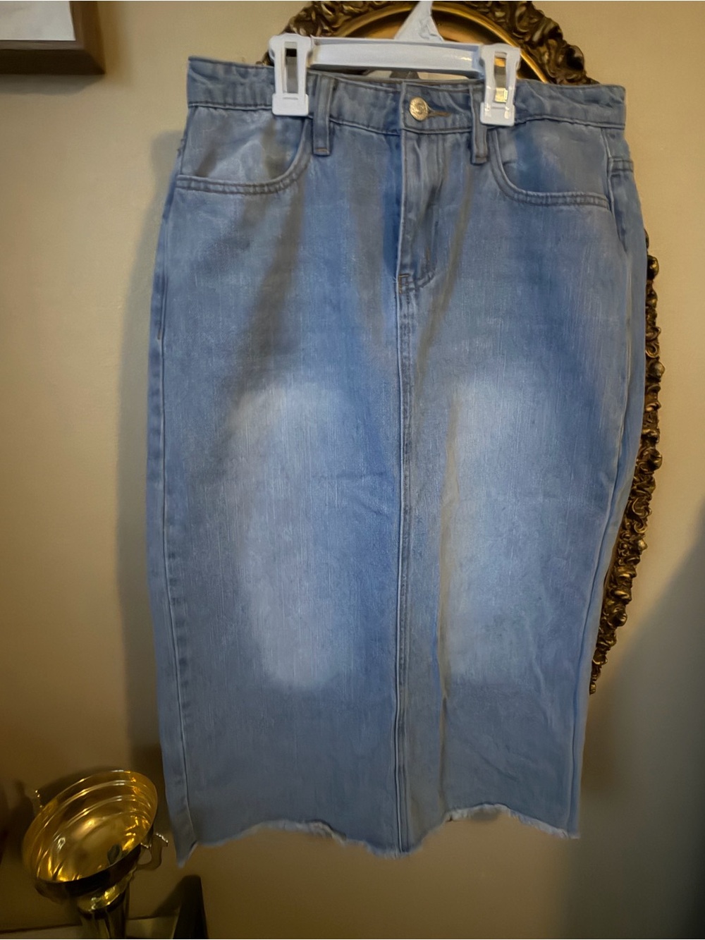 Forever 21 Light Blue Denim Midi Skirt